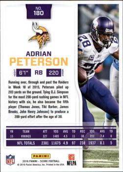 2016 Score - Scorecard #180 Adrian Peterson Back