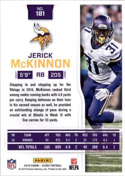 2016 Score - Scorecard #181 Jerick McKinnon Back