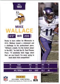 2016 Score - Scorecard #183 Mike Wallace Back