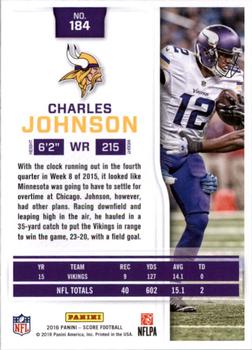 2016 Score - Scorecard #184 Charles Johnson Back