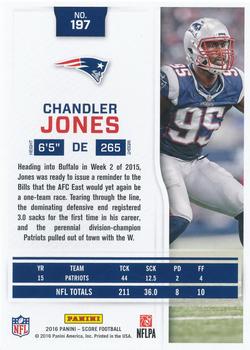 2016 Score - Scorecard #197 Chandler Jones Back