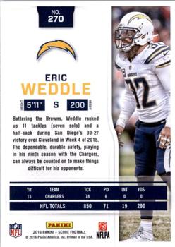 2016 Score - Scorecard #270 Eric Weddle Back