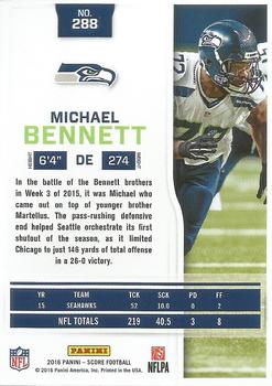 2016 Score - Scorecard #288 Michael Bennett Back