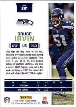 2016 Score - Scorecard #291 Bruce Irvin Back