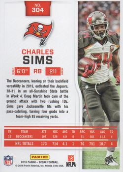2016 Score - Scorecard #304 Charles Sims Back