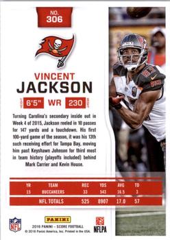 2016 Score - Scorecard #306 Vincent Jackson Back