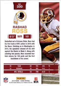 2016 Score - Scorecard #330 Rashad Ross Back