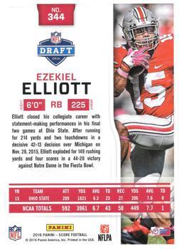 2016 Score - Scorecard #344 Ezekiel Elliott Back