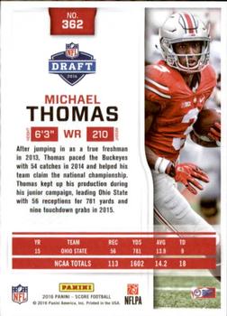 2016 Score - Scorecard #362 Michael Thomas Back