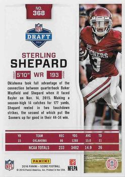 2016 Score - Scorecard #368 Sterling Shepard Back