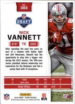 2016 Score - Scorecard #383 Nick Vannett Back