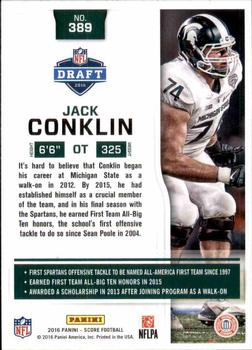 2016 Score - Scorecard #389 Jack Conklin Back
