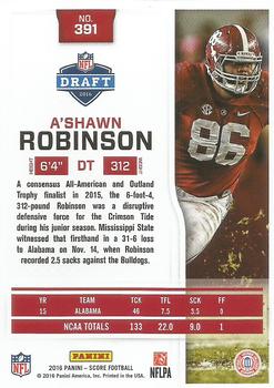 2016 Score - Scorecard #391 A'Shawn Robinson Back
