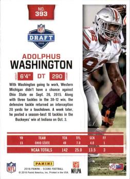 2016 Score - Scorecard #393 Adolphus Washington Back
