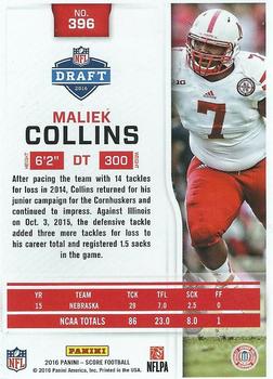 2016 Score - Scorecard #396 Maliek Collins Back