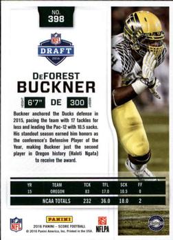 2016 Score - Scorecard #398 DeForest Buckner Back