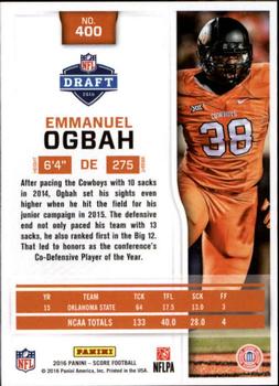 2016 Score - Scorecard #400 Emmanuel Ogbah Back