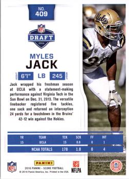 2016 Score - Scorecard #409 Myles Jack Back