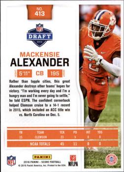 2016 Score - Scorecard #413 Mackensie Alexander Back