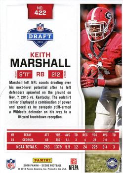 2016 Score - Scorecard #422 Keith Marshall Back