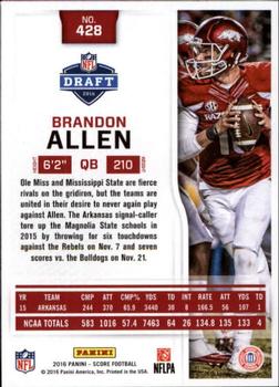 2016 Score - Scorecard #428 Brandon Allen Back