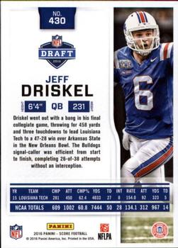 2016 Score - Scorecard #430 Jeff Driskel Back