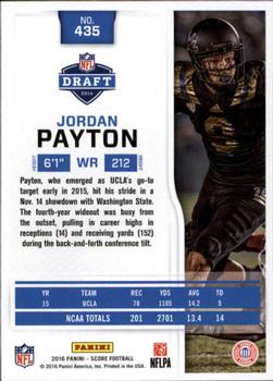 2016 Score - Scorecard #435 Jordan Payton Back