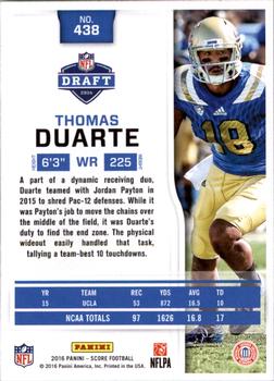 2016 Score - Scorecard #438 Thomas Duarte Back