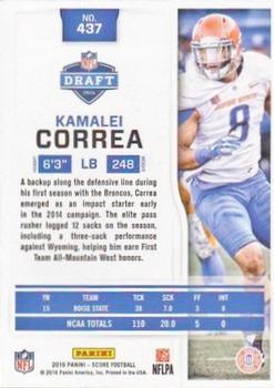 2016 Score - Showcase #437 Kamalei Correa Back