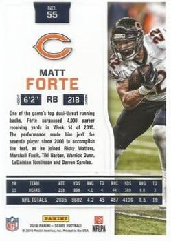 2016 Score - Gold Zone #55 Matt Forte Back