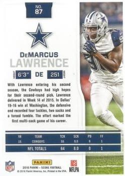 2016 Score - Gold Zone #87 DeMarcus Lawrence Back