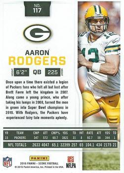 2016 Score - Gold Zone #117 Aaron Rodgers Back