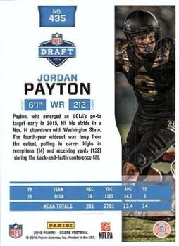 2016 Score - Gold Zone #435 Jordan Payton Back