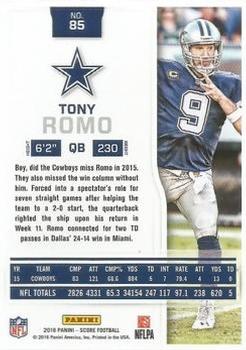 2016 Score - Artist's Proof #85 Tony Romo Back