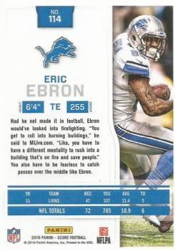 2016 Score - Artist's Proof #114 Eric Ebron Back