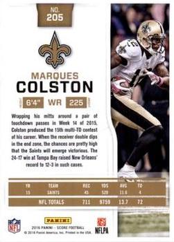 2016 Score - Artist's Proof #205 Marques Colston Back