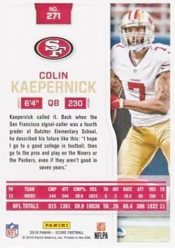 2016 Score - Artist's Proof #271 Colin Kaepernick Back