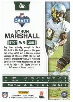 2016 Score - Artist's Proof #380 Byron Marshall Back