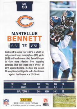 2016 Score - Red Zone #58 Martellus Bennett Back
