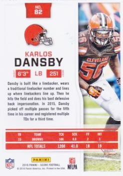 2016 Score - Red Zone #82 Karlos Dansby Back