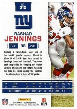 2016 Score - Red Zone #210 Rashad Jennings Back