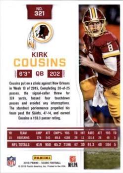 2016 Score - Red Zone #321 Kirk Cousins Back