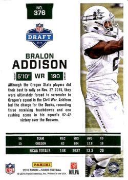 2016 Score - Red Zone #376 Bralon Addison Back