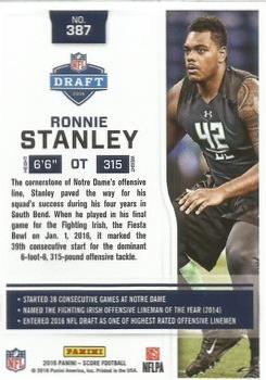 2016 Score - Red Zone #387 Ronnie Stanley Back