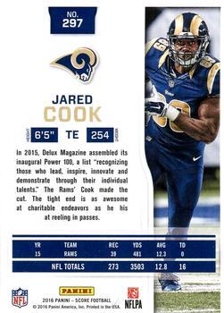 2016 Score - End Zone #297 Jared Cook Back