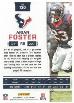 2016 Score - Gem Masters #130 Arian Foster Back