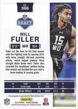 2016 Score - Gem Masters #366 Will Fuller Back