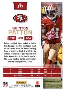 2016 Score - Jumbo Red Zone #277 Quinton Patton Back