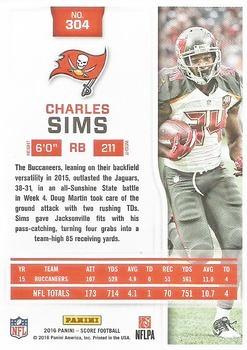 2016 Score - Jumbo Red Zone #304 Charles Sims Back