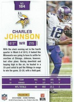 2016 Score - Jumbo End Zone #184 Charles Johnson Back